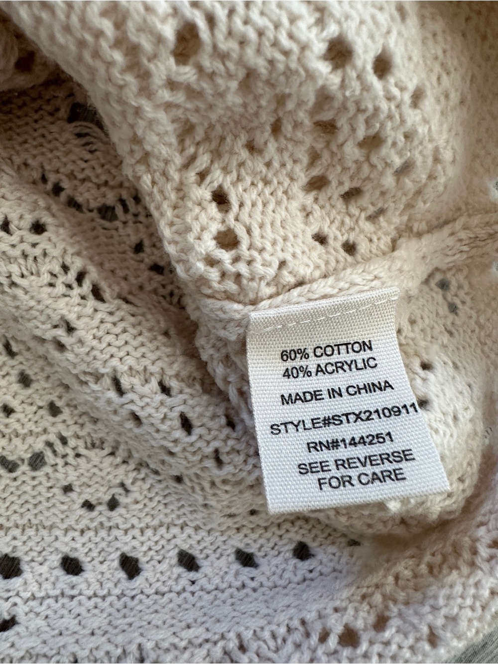 Jessica Simpson Crochet Knit Button Front Sweater Top Ivory Medium Boho - Picture 10 of 11